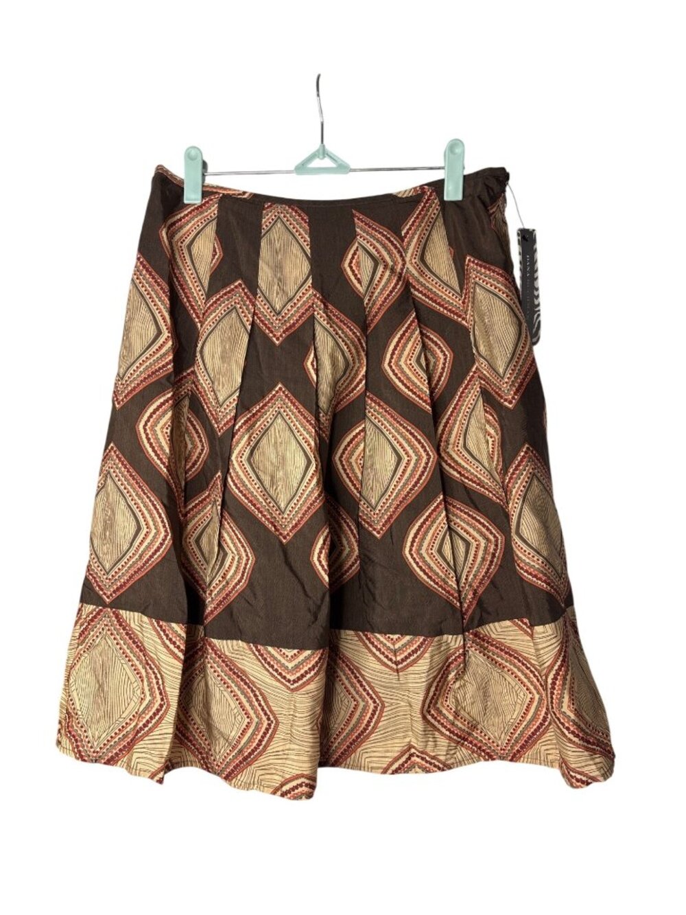 Dana Buchman A-Line Pleated Midi Skirt Size 8 Geometric Print Multicolor New